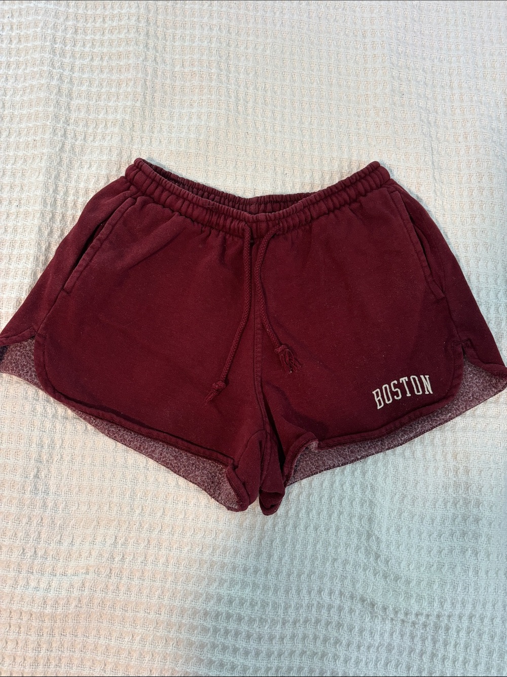 Brandy Melville Maroon 'Boston' Athletic Drawstring Shorts